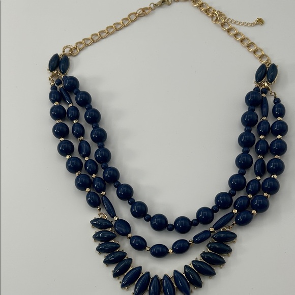 Fashion Jewelry Navy and Gold Beaded Necklace - Picture 9 of 16